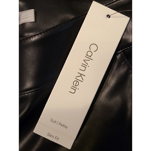 Calvin Klein Women's Slim-Leg Faux Leather Pants Sz 2P NWT - Picture 4 of 5